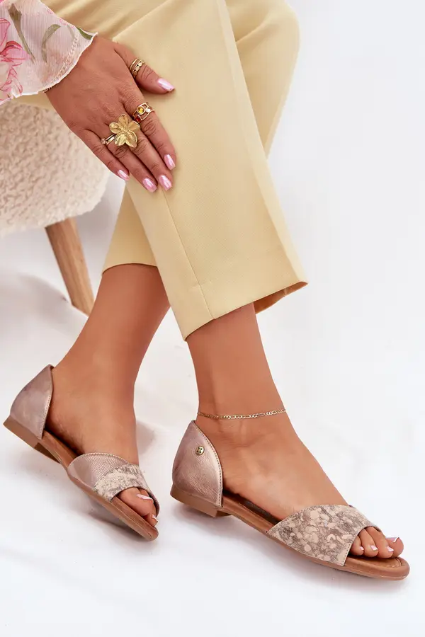 Maciejka Дамски Кожени Сандали На Плосък Ток Maciejka