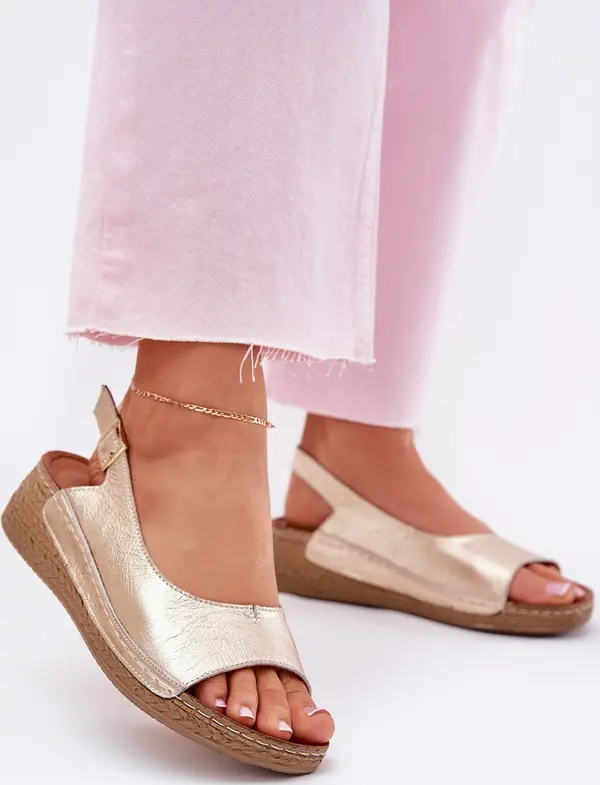 Maciejka Дамски кожени сандали на ток Maciejka L7069 Златни