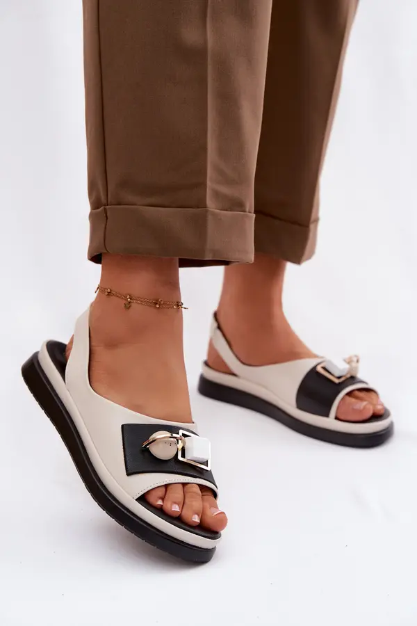 S. BARSKI Дамски кожени сандали с декорация