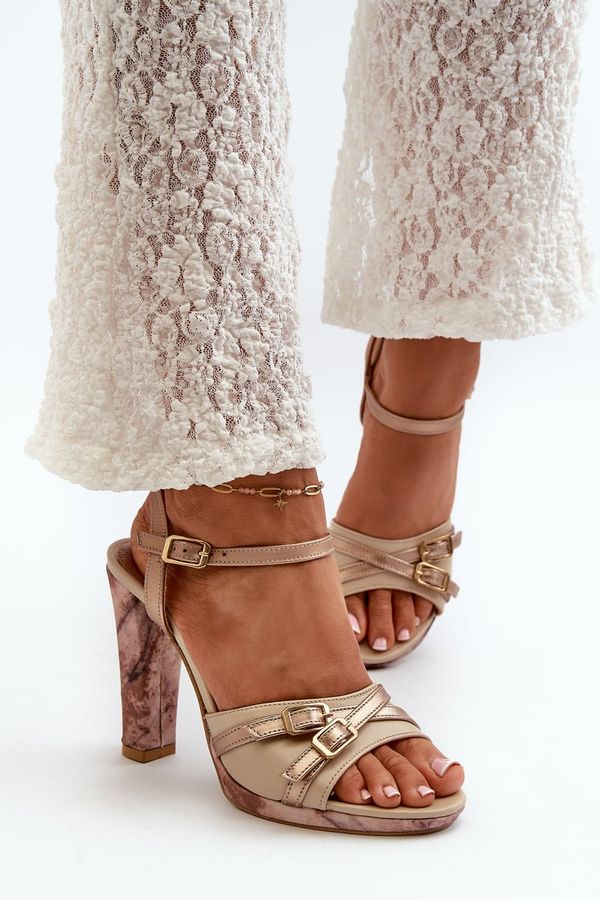 Maciejka Дамски кожени сандали с ток Maciejka