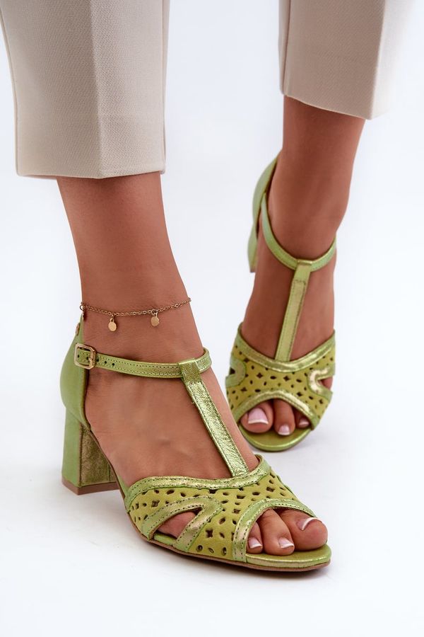 Maciejka Дамски кожени сандали с ток Maciejka