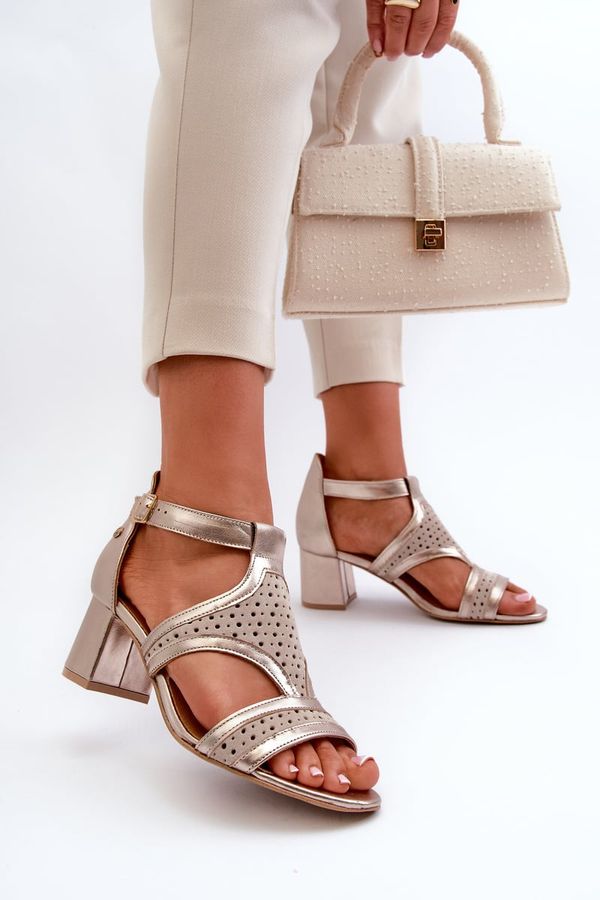 Maciejka Дамски кожени сандали с ток Maciejka