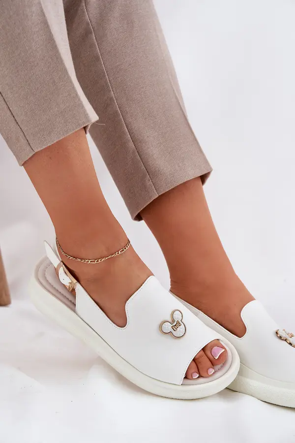 VINCEZA Дамски кожени сандали с украса Vinceza