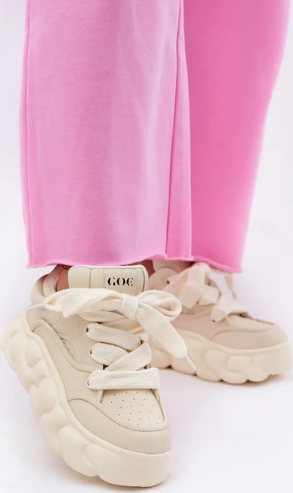 GOE Дамски Кожени Сникърси На Масивна Платформа GOE