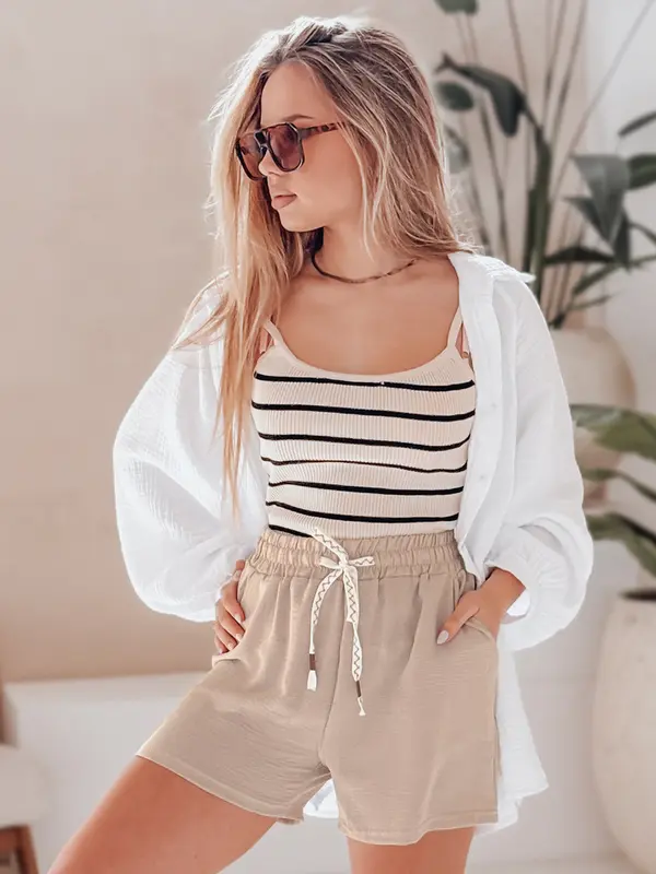 DStreet Дамски къси панталони NOT TOMORROW каки