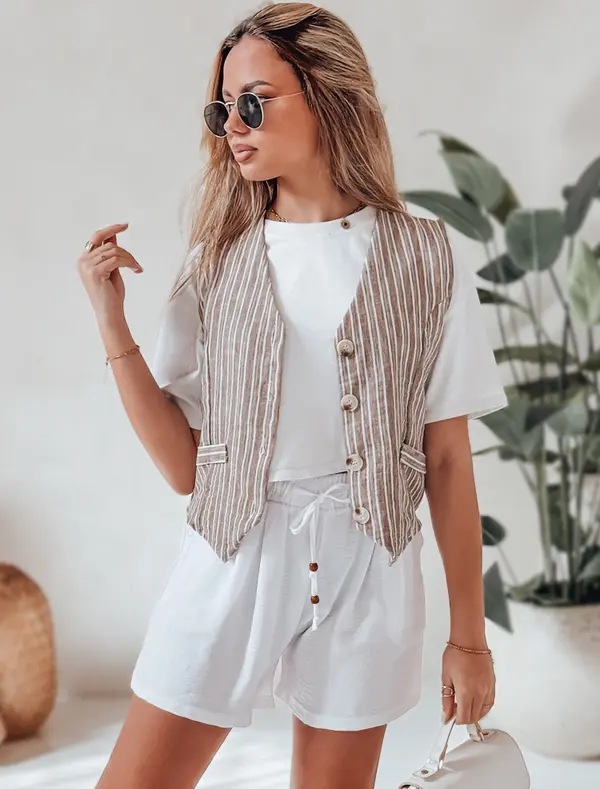 DStreet Дамски къси панталони SUMMER TRIP бели