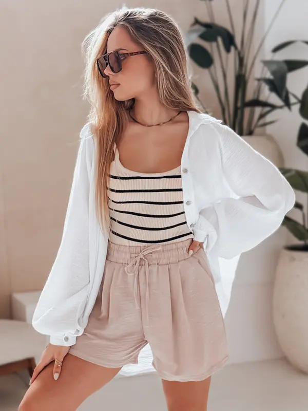 DStreet Дамски ленени шорти RELAX TIME каки