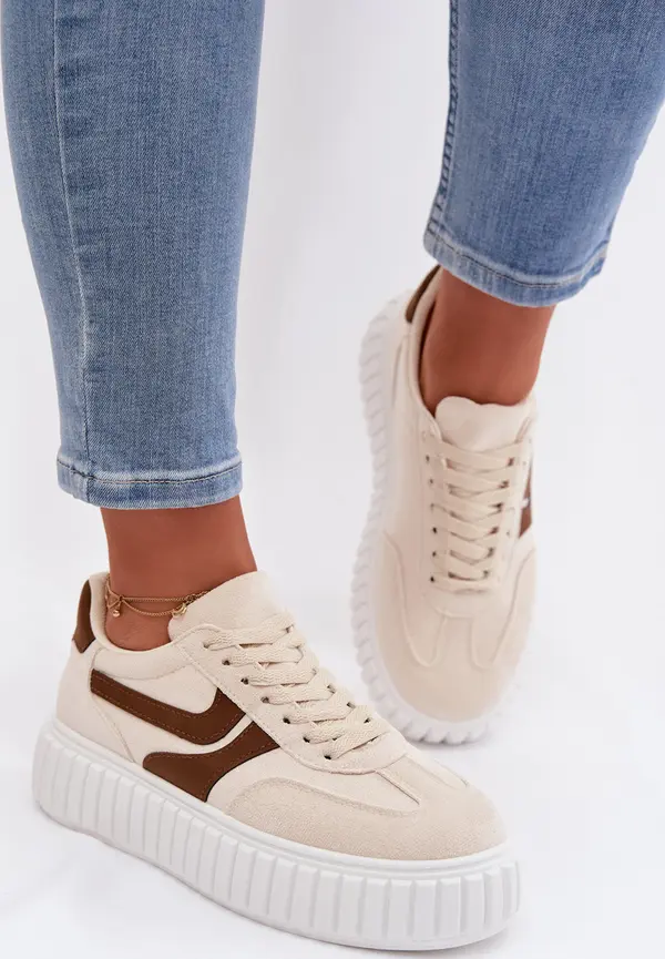 Boto Дамски маратонки на платформа Boto от ековелур в бежов цвят Cadrina