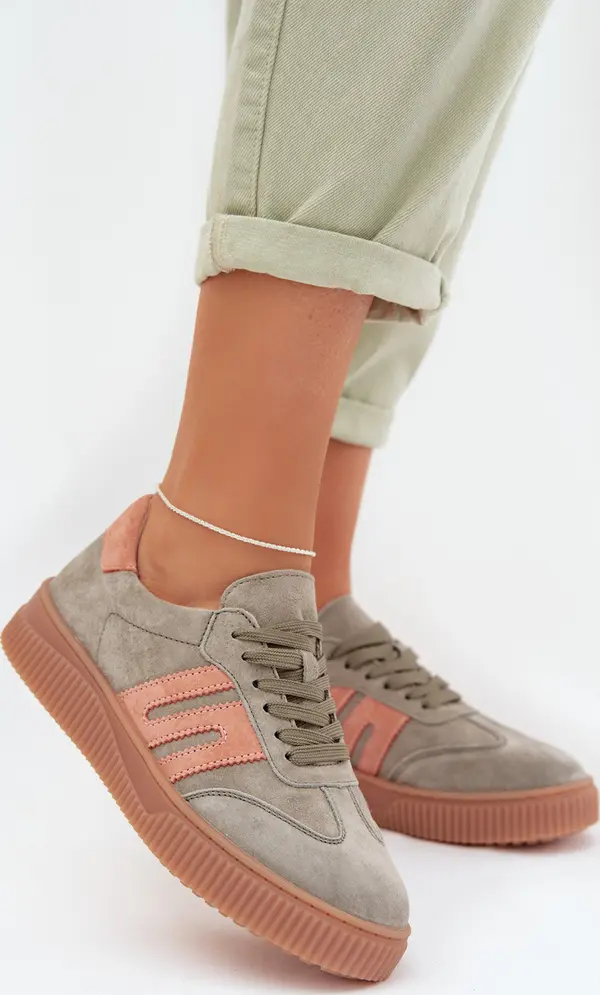 EVENTO Дамски маратонки от естествен велур, зелени Delyssia