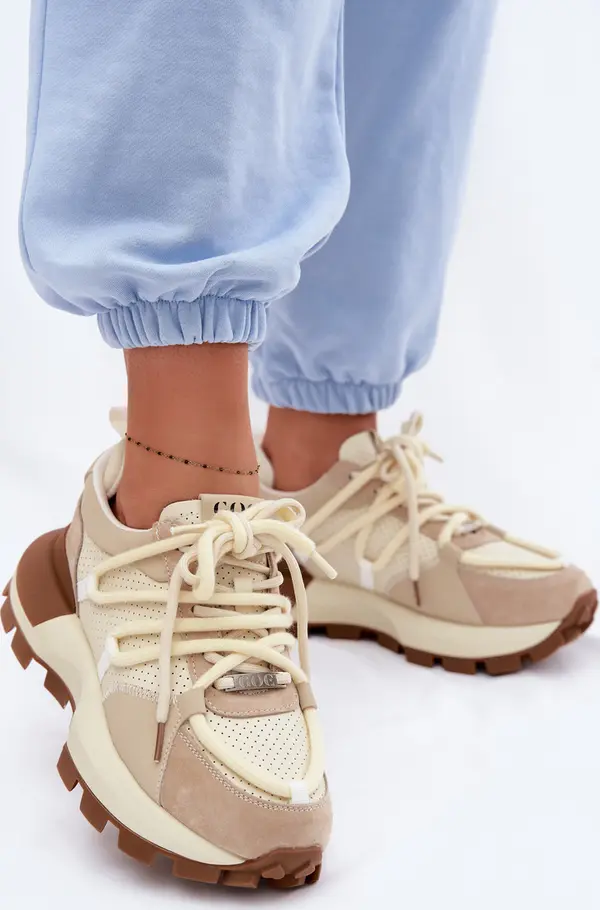 GOE Дамски маратонки от естествена кожа и велур GOE