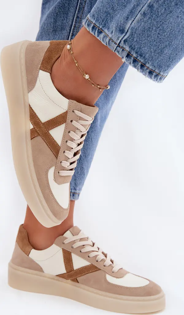 Zazoo Дамски маратонки от кожа и велур Zazoo