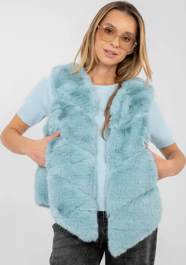 Wool Fashion Italia Дамски мек елек в цвят мента