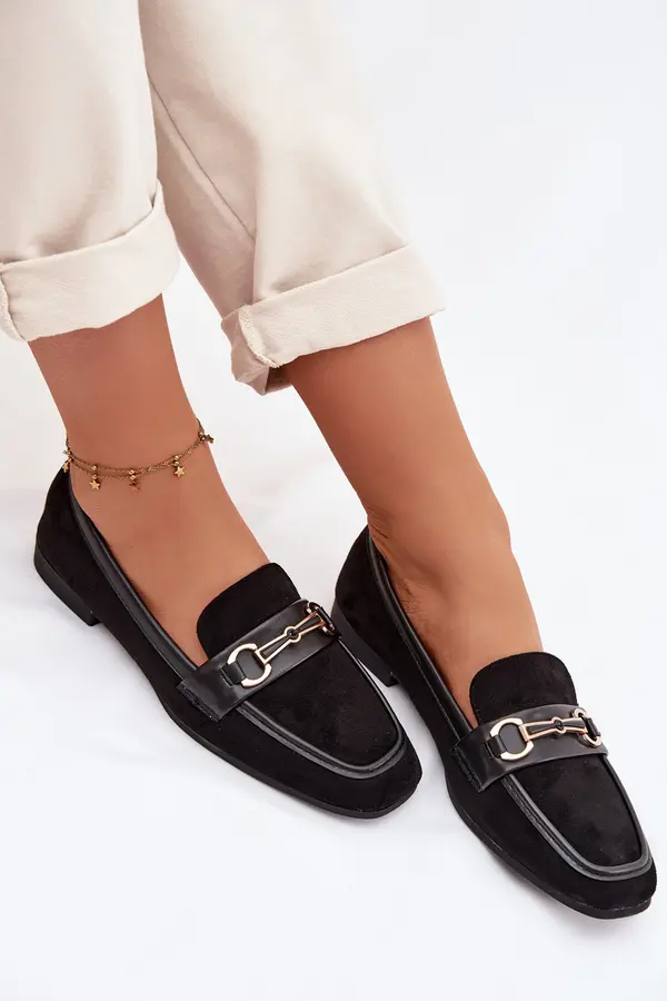 Boto Дамски мокасини с декорация, черни