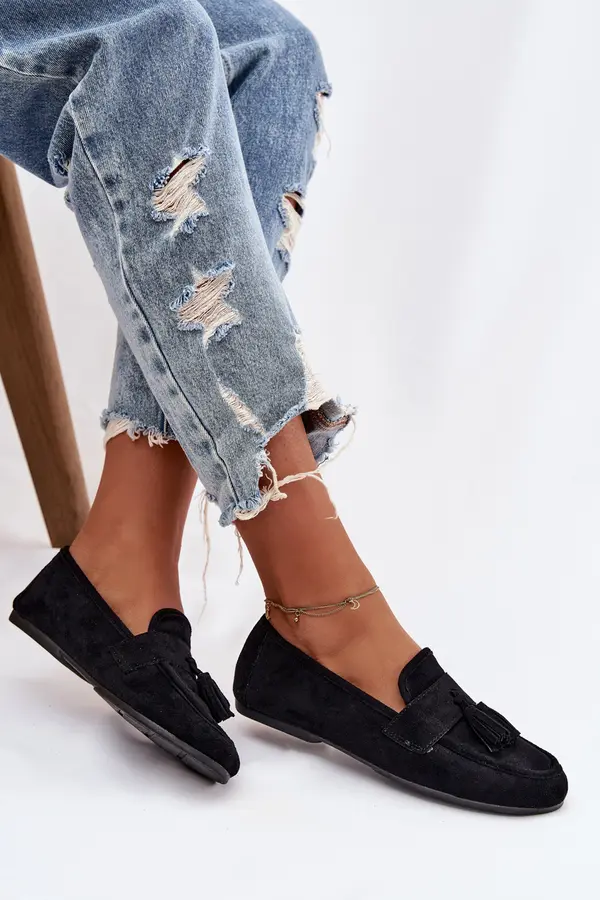 Boto Дамски мокасини с пискюли, черни Marilisse