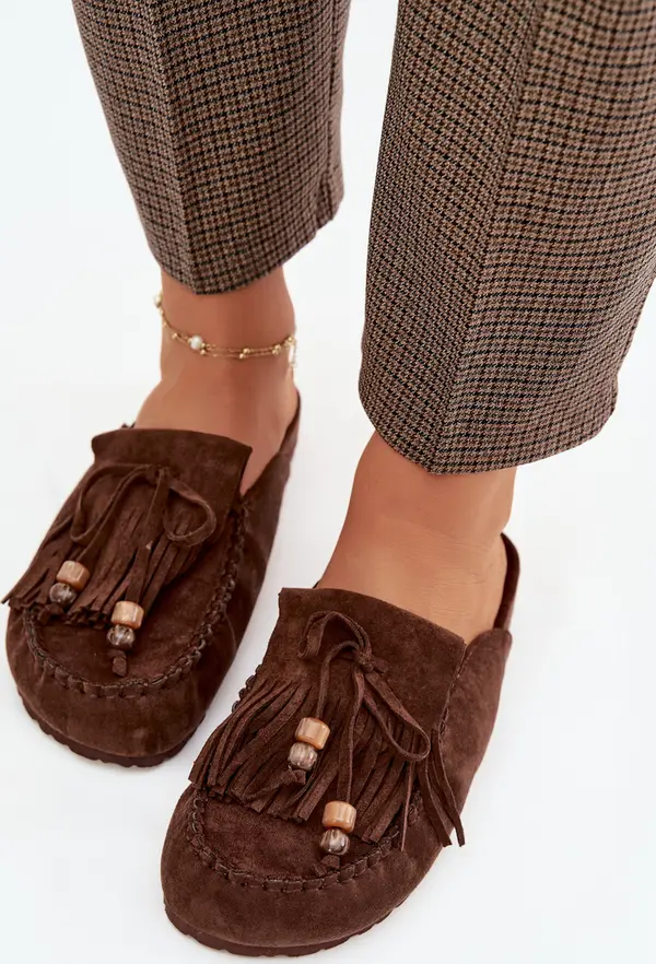 Boto Дамски мокасини с пискюли и мъниста