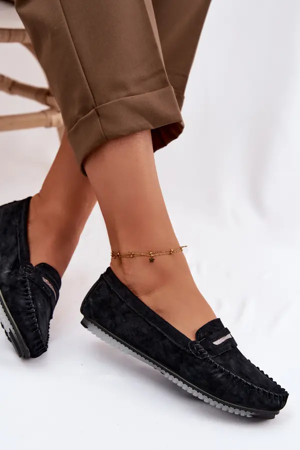 S. BARSKI Дамски мокасини S. BARSKI от четкана кожа