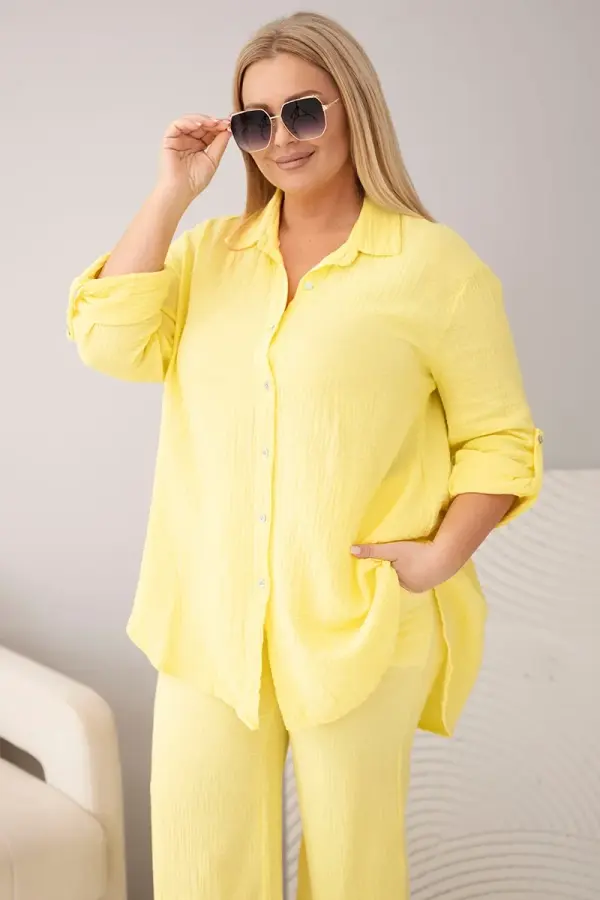 Kesi Włoski Дамски муселинов комплект Kesi, големи размери, жълт