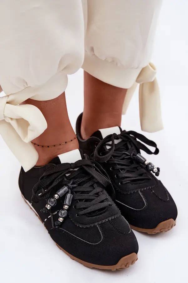 Boto Дамски ниски маратонки с мъниста, черни Galora