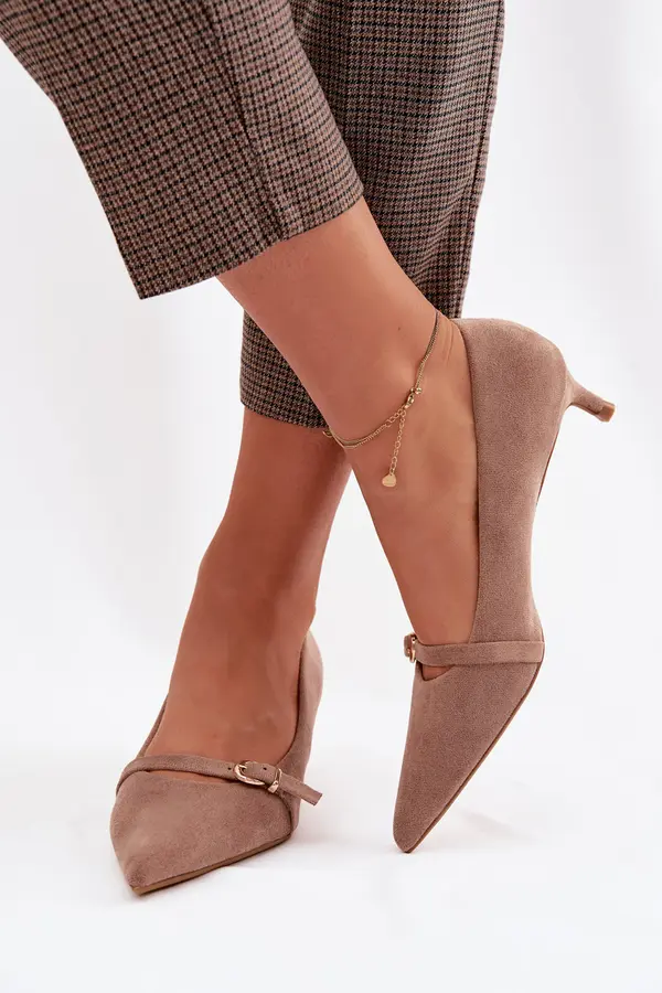 Boto Дамски обувки с декоративна каишка, тъмнобежови