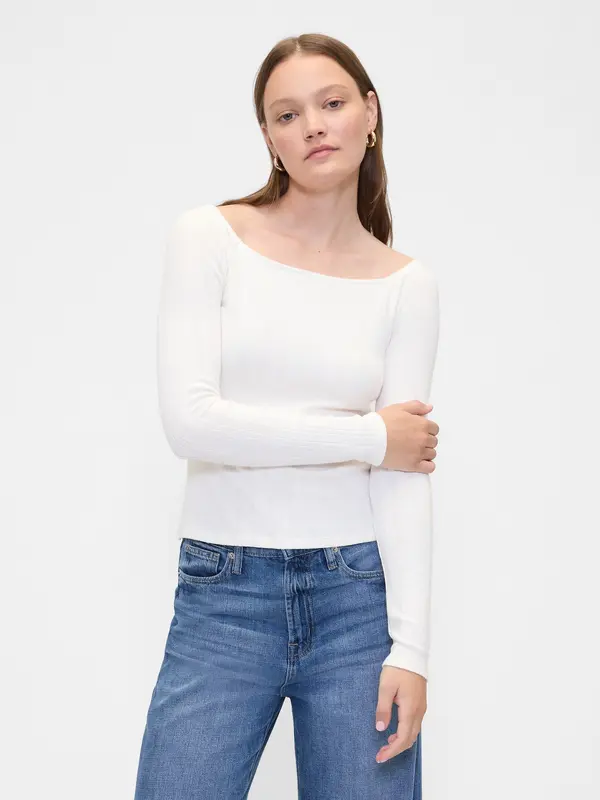 GAP Дамски оребрен топ GAP