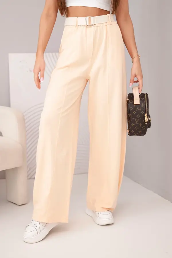 Kesi Włoski Дамски памучен панталон Kesi с колан, цвят кайсия