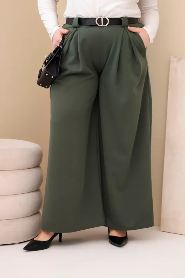 Kesi Włoski Дамски панталон Kesi Plus Size с колан