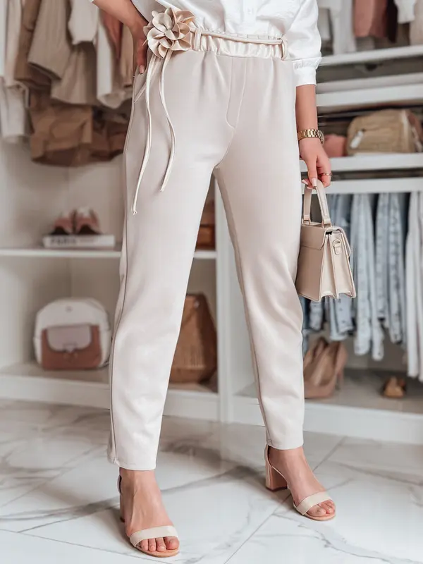 DStreet Дамски панталон LEGISSA с цветя, светло бежов