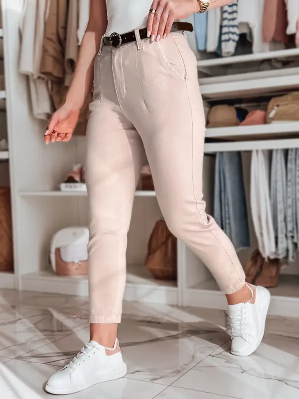 DStreet Дамски панталон slim fit с колан TAIRONIK розов