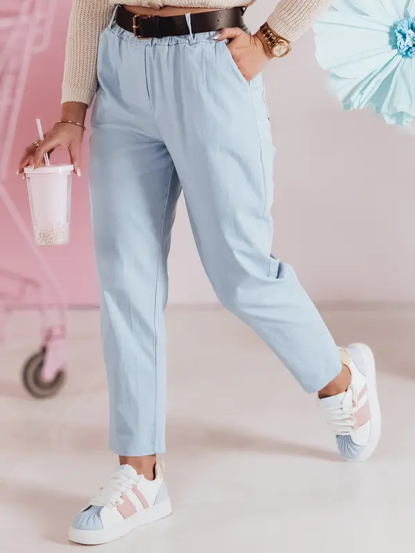 DStreet Дамски панталон SOFELIA с колан, светло син