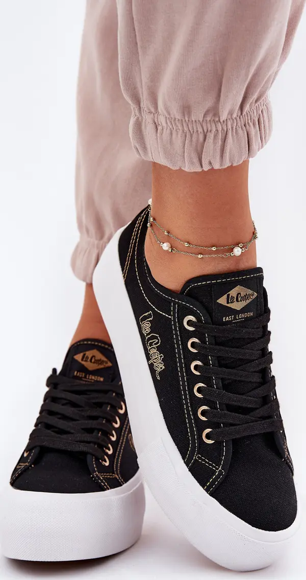 Lee Cooper Дамски платнени маратонки на платформа Lee Cooper