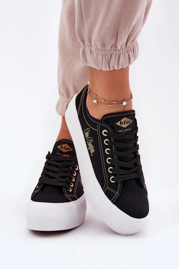Lee Cooper Дамски платнени маратонки на платформа Lee Cooper
