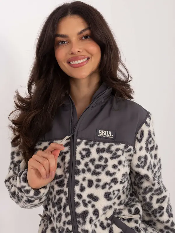 Sublevel Дамски полар суитшърт с леопардов принт