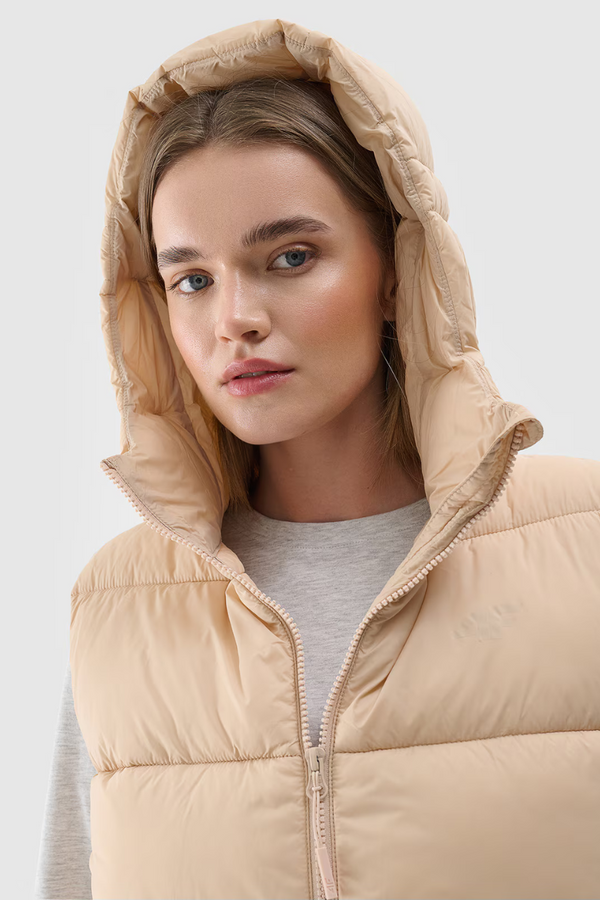 4F Дамски Пухен Безръкавник С Капюшон 4F Бежов 4FWAW24TVJ