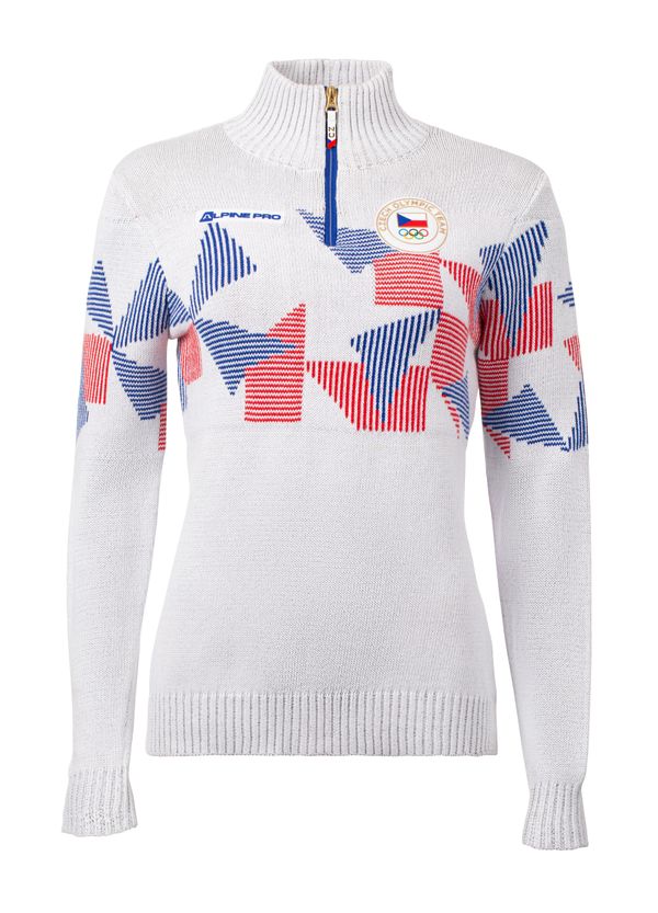 ALPINE PRO Дамски пуловер от олимпийската колекция ALPINE PRO JIGA бял вариант m