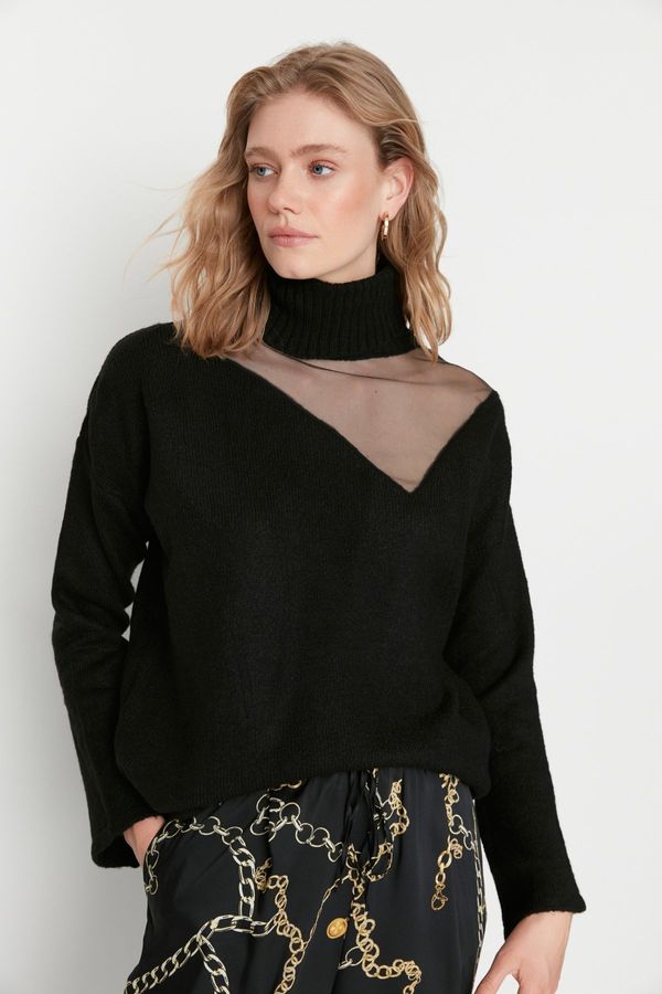 Trendyol Дамски пуловер. Trendyol Tulle detailed