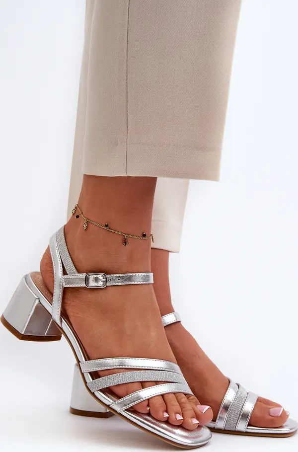 SERGIO LEONE Дамски сандали на нисък ток от синтетична кожа Sergio Leone