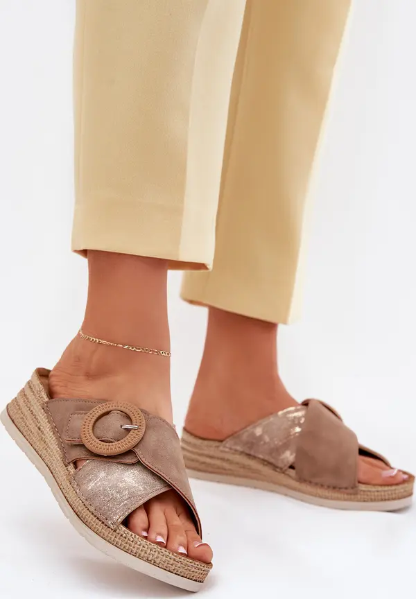 Inblu Дамски Сандали На Платформа С Декоративна Пребледа Кафяви Inblu