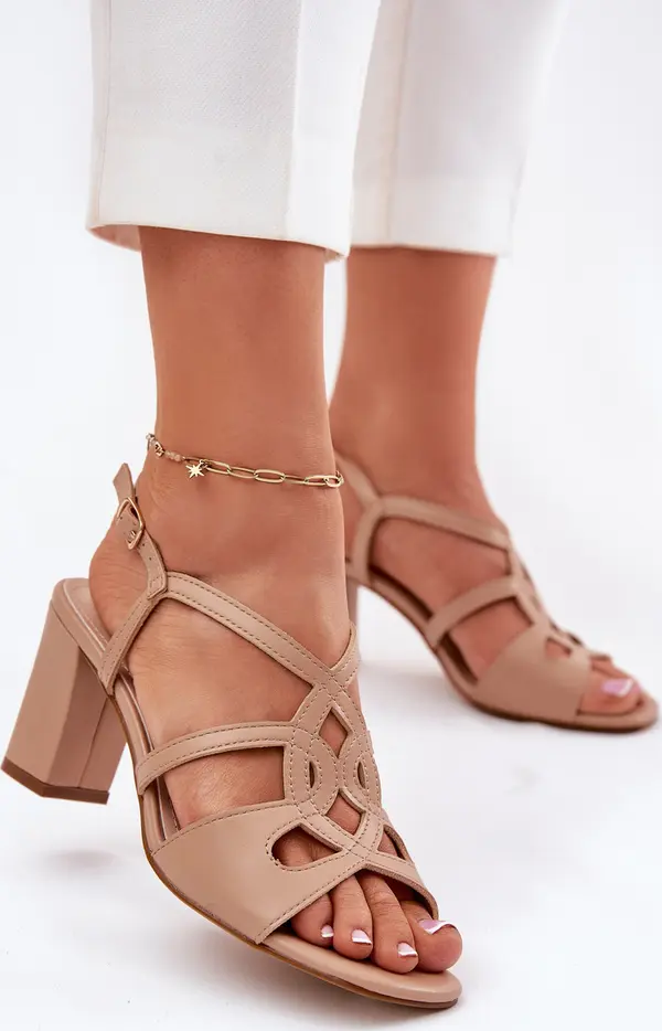 SERGIO LEONE Дамски сандали на ток бежови Sergio Leone SK884