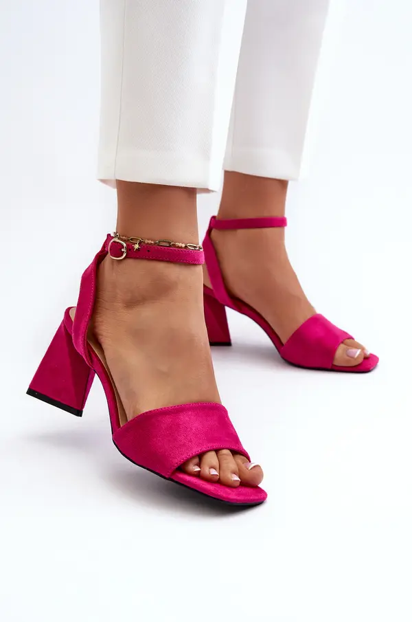 VINCEZA Дамски Сандали На Ток От Еко Замш Фуксия Vinceza 17328