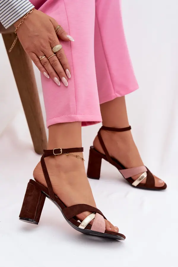 Boto Дамски сандали на висок ток, изработени от еко велур