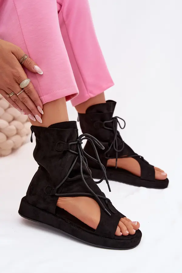 Boto Дамски сандали от еко велур с висока горна част