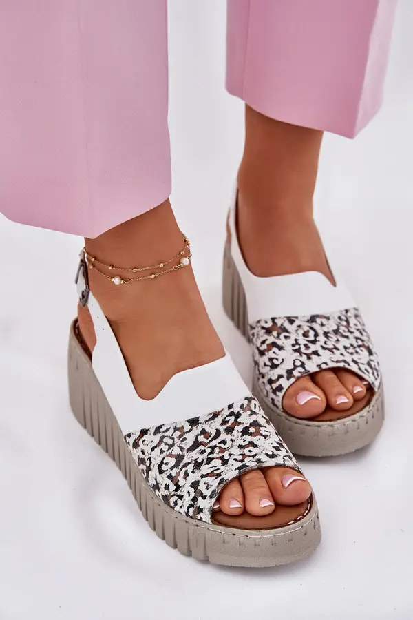 ARTIKER Дамски Сандали От Натурална Кожа На Платформа Бели Artiker