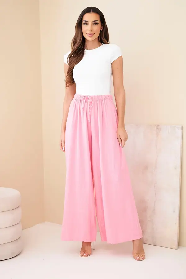 Kesi Włoski Дамски широки памучни панталони Kesi