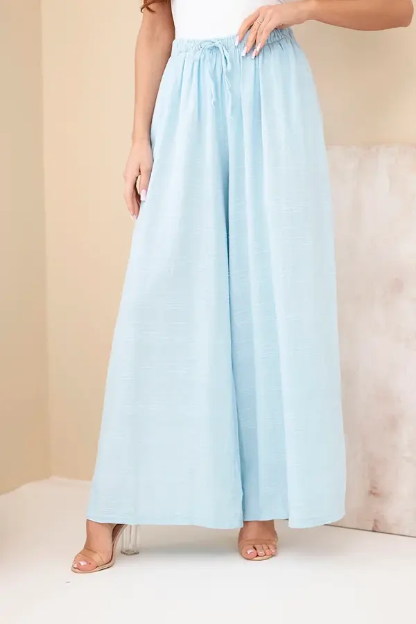 Kesi Włoski Дамски широки памучни панталони Kesi с еластична талия