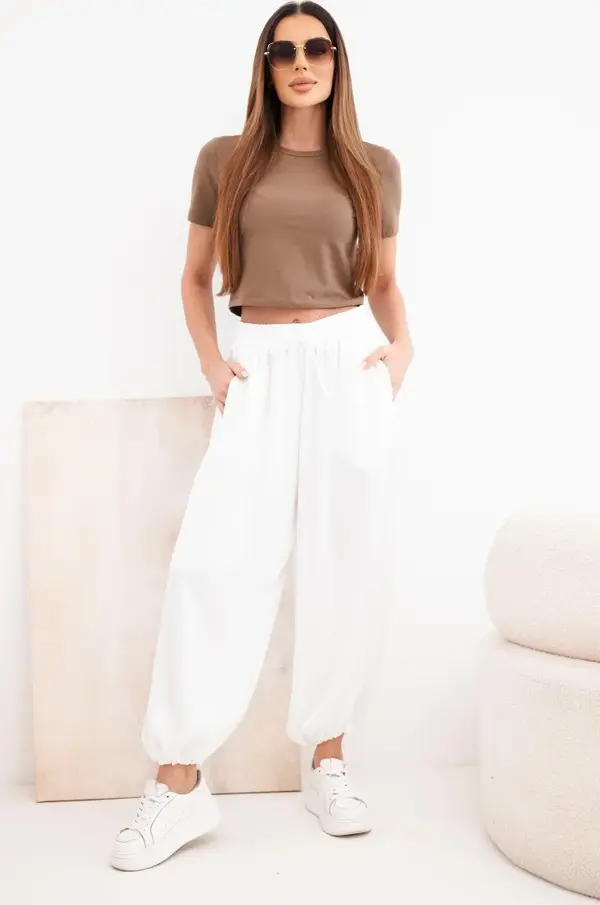 Kesi Włoski Дамски широки панталони Kesi екрю