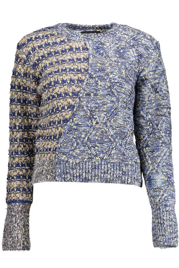 DESIGUAL Дамски син пуловер с шарки Desigual
