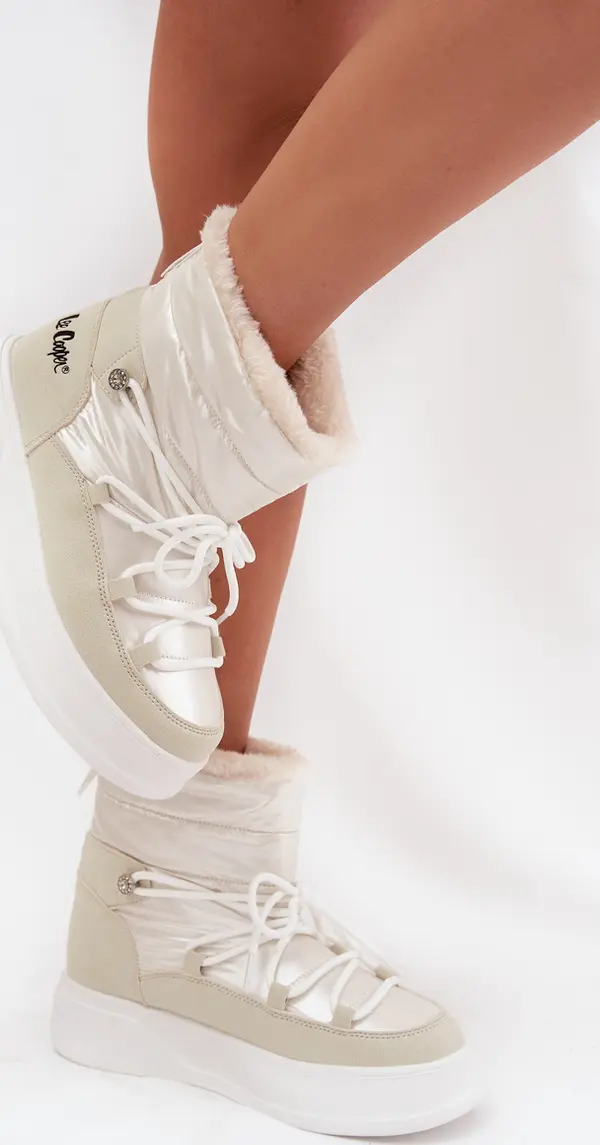 Lee Cooper Дамски снежни ботуши на платформа Lee Cooper, бели