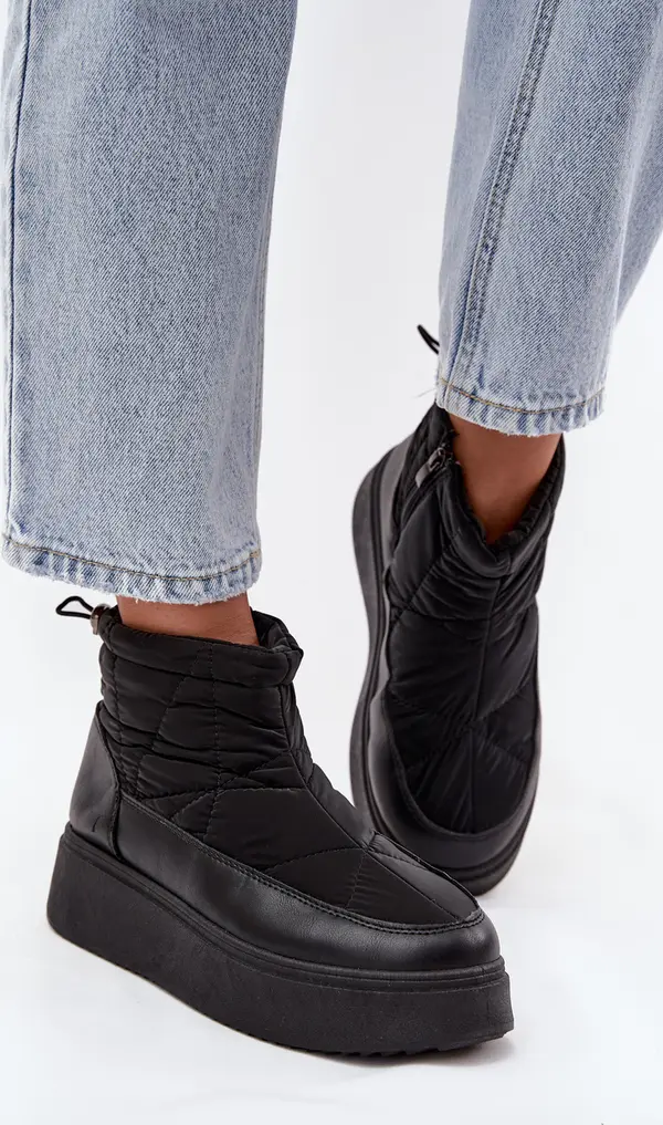 Boto Дамски снежни ботуши на платформа с козина, черни Tahlira