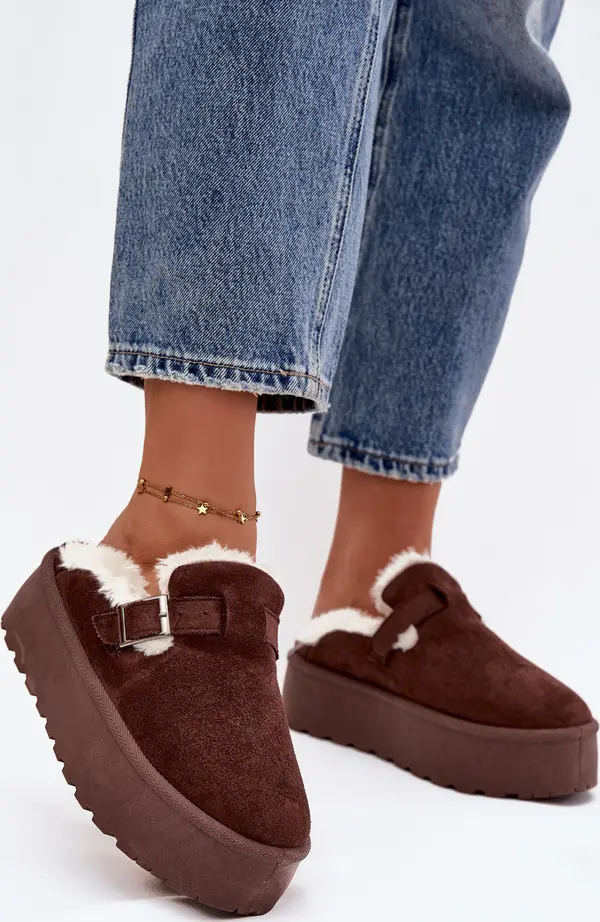 Boto Дамски снежни ботуши с козина и катарама на платформата