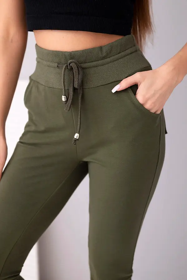 Kesi Дамски спортен панталон с висока талия Kesi, цвят каки